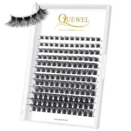 Quewel 144 Cluster DIY Lashes Segmented C/D Curl Individual Mink Eyelashes DIY Eyelash Makeup at Home Natural Russian Volume