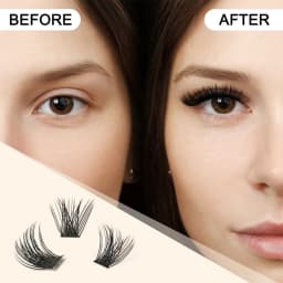Quewel 144 Cluster DIY Lashes Segmented C/D Curl Individual Mink Eyelashes DIY Eyelash Makeup at Home Natural Russian Volume