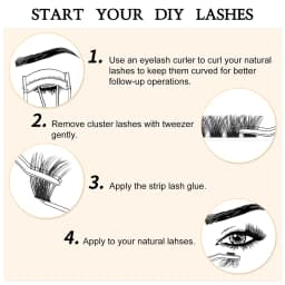 Quewel 144 Cluster DIY Lashes Segmented C/D Curl Individual Mink Eyelashes DIY Eyelash Makeup at Home Natural Russian Volume