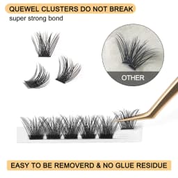 Quewel 144 Cluster DIY Lashes Segmented C/D Curl Individual Mink Eyelashes DIY Eyelash Makeup at Home Natural Russian Volume
