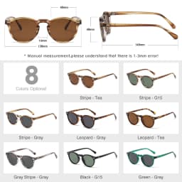 LM Classic Round Polarized Sunglasses Women Men Tea Lens Outdoor Driving Shades Vintage Sun Glasses Unisex UV400 Gafas De Sol