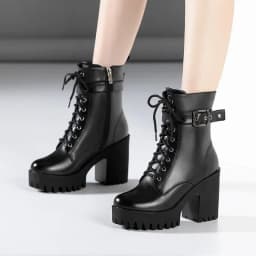 Plus Size 32-43 Platform Shoes Women Ankle Boots Leather 2026 Fall Winter High Heels Boots Ladies Plush Motorcycle Botas