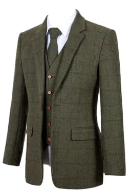Men's 3 Piece Suits Bussiness Formal Notch Lapel Groomsmen Woolen Plaid Tuxedos for Party Activities Wedding (Blazer+Vest+Pant)