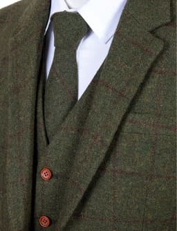 Men's 3 Piece Suits Bussiness Formal Notch Lapel Groomsmen Woolen Plaid Tuxedos for Party Activities Wedding (Blazer+Vest+Pant)