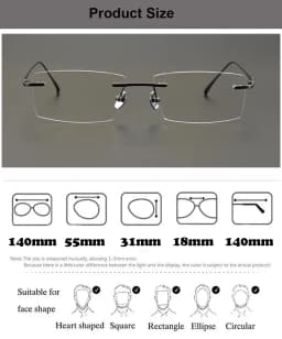 2026 Pure Titanium Ultra-Light Square Rimless Glasses Frame Men Women Fashion Business Rectangle Daily Eyeglasses Eyeware Gafas