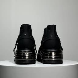 Men New Black Rock Punk Metal Patchwork Fashionable Boots Men Low Cut Height Increasing Fashionable Casual Shoes