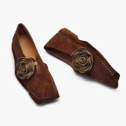 Car Stitch Flat Shoes Women's Spring and Autumn New Retro Niche Flower Square Toe Deep Mouth Soft Sole Single Shoes