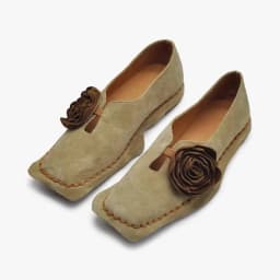 Car Stitch Flat Shoes Women's Spring and Autumn New Retro Niche Flower Square Toe Deep Mouth Soft Sole Single Shoes
