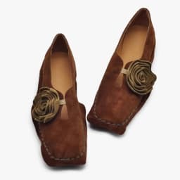 Car Stitch Flat Shoes Women's Spring and Autumn New Retro Niche Flower Square Toe Deep Mouth Soft Sole Single Shoes