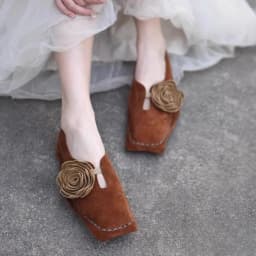 Car Stitch Flat Shoes Women's Spring and Autumn New Retro Niche Flower Square Toe Deep Mouth Soft Sole Single Shoes
