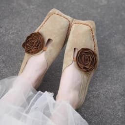 Car Stitch Flat Shoes Women's Spring and Autumn New Retro Niche Flower Square Toe Deep Mouth Soft Sole Single Shoes