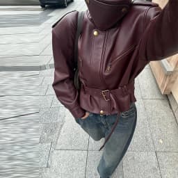 Vintage Women's Leather Jacket Stand Collar Pocket Short Coat Retro Waistband Zipper Outwear 2025 New Autumn Winter Lad Jackets