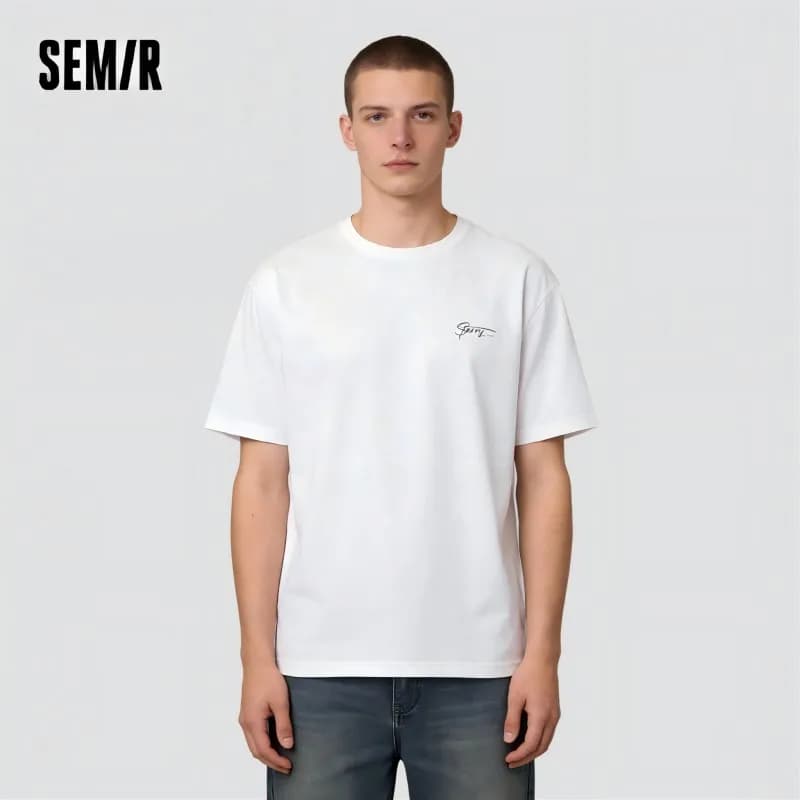 Semir Short Sleeve T-Shirt Men Round Neck Pure Cotton 2025 New Summer Style Top Versatile Fashionable Commuting Breathable