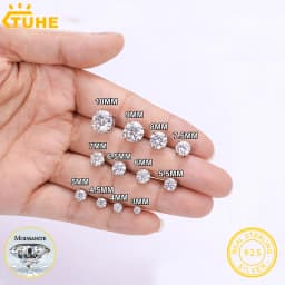 TUHE Real 0.5CT-4CT D Color Moissanite Stud Earrings 925 Silver Women Top Quality 100% Sterling Silver Earrings Wedding Jewelry