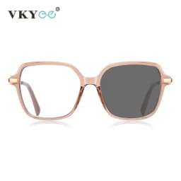 VKYEE Classic Retro Large Framed Glasses Anti-Blue Light Glasses Photochromic Customizable Prescription Glasses PFD2211