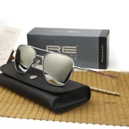 RE Sunglasses Man American Army Military Aviation Pilot Sun Glasses Glass Lens Woman Luxury Brand Vintage Metal Titanium Frame