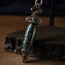 QN Silver Color National Tide Retro Buddhist Vajra Dzi Pendant Men's Necklace Personality Trendy Gift Fashion Jewelry