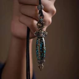 QN Silver Color National Tide Retro Buddhist Vajra Dzi Pendant Men's Necklace Personality Trendy Gift Fashion Jewelry
