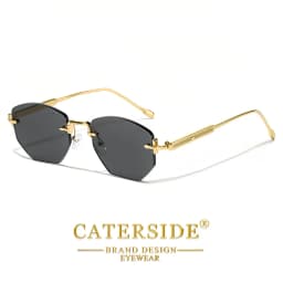 CATERSIDE Men's Fashion Retro Frameless Sunglasses Polygon Rimless Y2K Sun Glasses Women Travel Party Business Eyewear UV400
