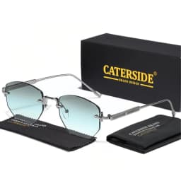 CATERSIDE Men's Fashion Retro Frameless Sunglasses Polygon Rimless Y2K Sun Glasses Women Travel Party Business Eyewear UV400