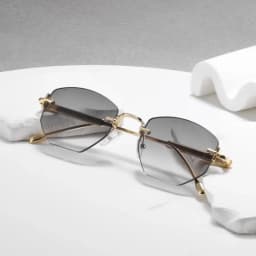 CATERSIDE Men's Fashion Retro Frameless Sunglasses Polygon Rimless Y2K Sun Glasses Women Travel Party Business Eyewear UV400