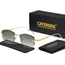 CATERSIDE Men's Fashion Retro Frameless Sunglasses Polygon Rimless Y2K Sun Glasses Women Travel Party Business Eyewear UV400