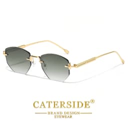 CATERSIDE Men's Fashion Retro Frameless Sunglasses Polygon Rimless Y2K Sun Glasses Women Travel Party Business Eyewear UV400