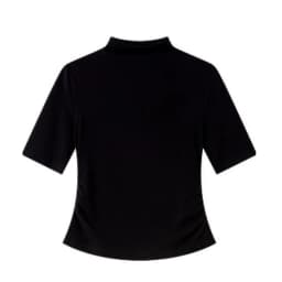 VIMLY Women's Half Sleeve T-shirts Autumn 2026 Casual Folds Mandarin Collar Knitted Slim Fit Ladies Tops Woman Clothing A2811