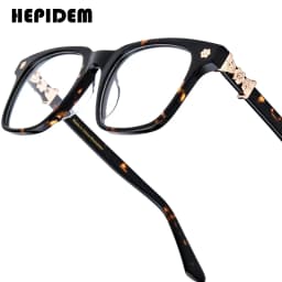 FONEX HEPIDEM Acetate Eyeglasses Frame Men Retro Chrome Glasses Women Brand Designer Square Japanese Handmade Spectacles CH 9395