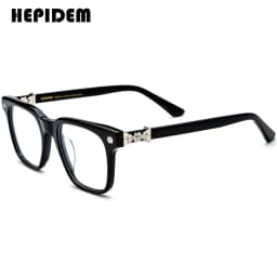 FONEX HEPIDEM Acetate Eyeglasses Frame Men Retro Chrome Glasses Women Brand Designer Square Japanese Handmade Spectacles CH 9395