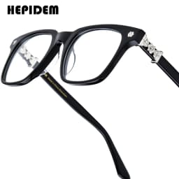 FONEX HEPIDEM Acetate Eyeglasses Frame Men Retro Chrome Glasses Women Brand Designer Square Japanese Handmade Spectacles CH 9395