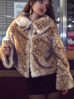 Y2K Sweet Cool Thicken Deer Spot Faux Fur Jacket Oversize Loose Casual Zipper Coat Women High Street Warm Winter Streetwear