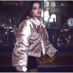 Y2K Sweet Cool Thicken Deer Spot Faux Fur Jacket Oversize Loose Casual Zipper Coat Women High Street Warm Winter Streetwear