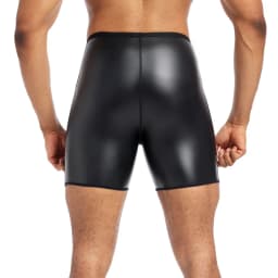 PU Leather Shorts Elastic Waist Rave Short Pants New Men Shorts Pants Male Solid Color Leather Trousers Fitness Streetwear S-4XL