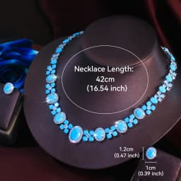ThreeGraces Luxury Shiny Blue Synthetic Turquoise Geometric Oval Shape Bridal Wedding Evening Party Jewelry Set for Women T1114