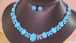 ThreeGraces Luxury Shiny Blue Synthetic Turquoise Geometric Oval Shape Bridal Wedding Evening Party Jewelry Set for Women T1114