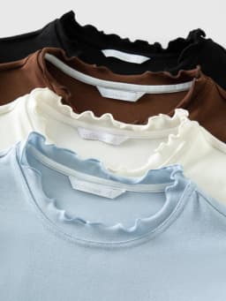 DUSHU Self-Heating Wool T-shirts Half-High Collar Soft Knit Women's Longline Bralette Fall Winter Curvy Solid Color Pullovers