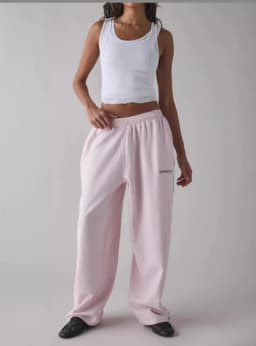 M6067 Embroidered Loose Fashionable Casual Commute Style Straight Leg Pants Sporty Trendy All-Match Long Trousers