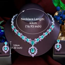 ThreeGraces Luxury Shiny Pink and Green Ice Crack Design Zirconia Bridal Wedding Party Water Drop Jewelry Set for Women T1072
