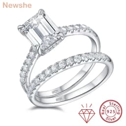 Newshe Moissanite Bridal Rings Set for Women D Color VVS1 Radian Oval Cut Wedding Ring 925 Sterling Silver Luxury Jewelry