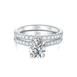 Newshe Moissanite Bridal Rings Set for Women D Color VVS1 Radian Oval Cut Wedding Ring 925 Sterling Silver Luxury Jewelry