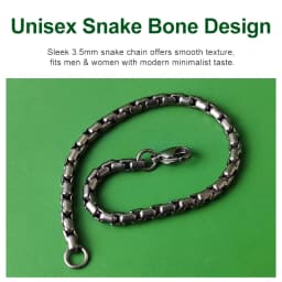Unisex 3.5mm Pure Titanium Snake Bone Bracelet - Anti Allergic Anti Static Lightweight Corrosion Resistant