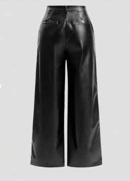 Womens casual elegant vacation solid color directional PU high-end synthetic leather European and American pants