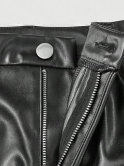 Womens casual elegant vacation solid color directional PU high-end synthetic leather European and American pants