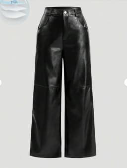 Womens casual elegant vacation solid color directional PU high-end synthetic leather European and American pants