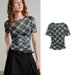 TOYOUTH Women T-Shirts 2026 Spring New Mesh Silky Printed Short Sleeve Hot Girl Style Tops