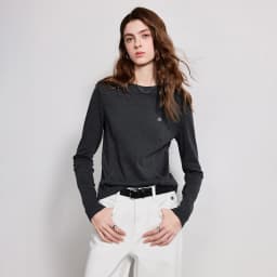 TOYOUTH Women T-Shirts 2026 Spring New Split Splicing Slim Fit Crew Neck Long Sleeve Figure Flattering Base Layer Casual Tops
