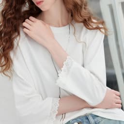 TOYOUTH Women's Long Sleeve Tee 2026 Autumn New Cotton Feel Lace Round Neck Ruffled Cuff Ballet Style French Chic Casual Tops