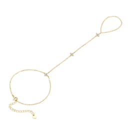 Lnkry 2.5mm Certified Moissanite Ring Bracelet 14k Gold Filled Four Leaf Flower Bracelet With Ring Hand Chain Stackable Jewelry