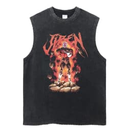 Vintage Vest Washed T-Shirt Anime Dragon Ball Graphic Tank Top Cotton Sleeveless Streetwear Loose GYM T Shirt Men's Clothing